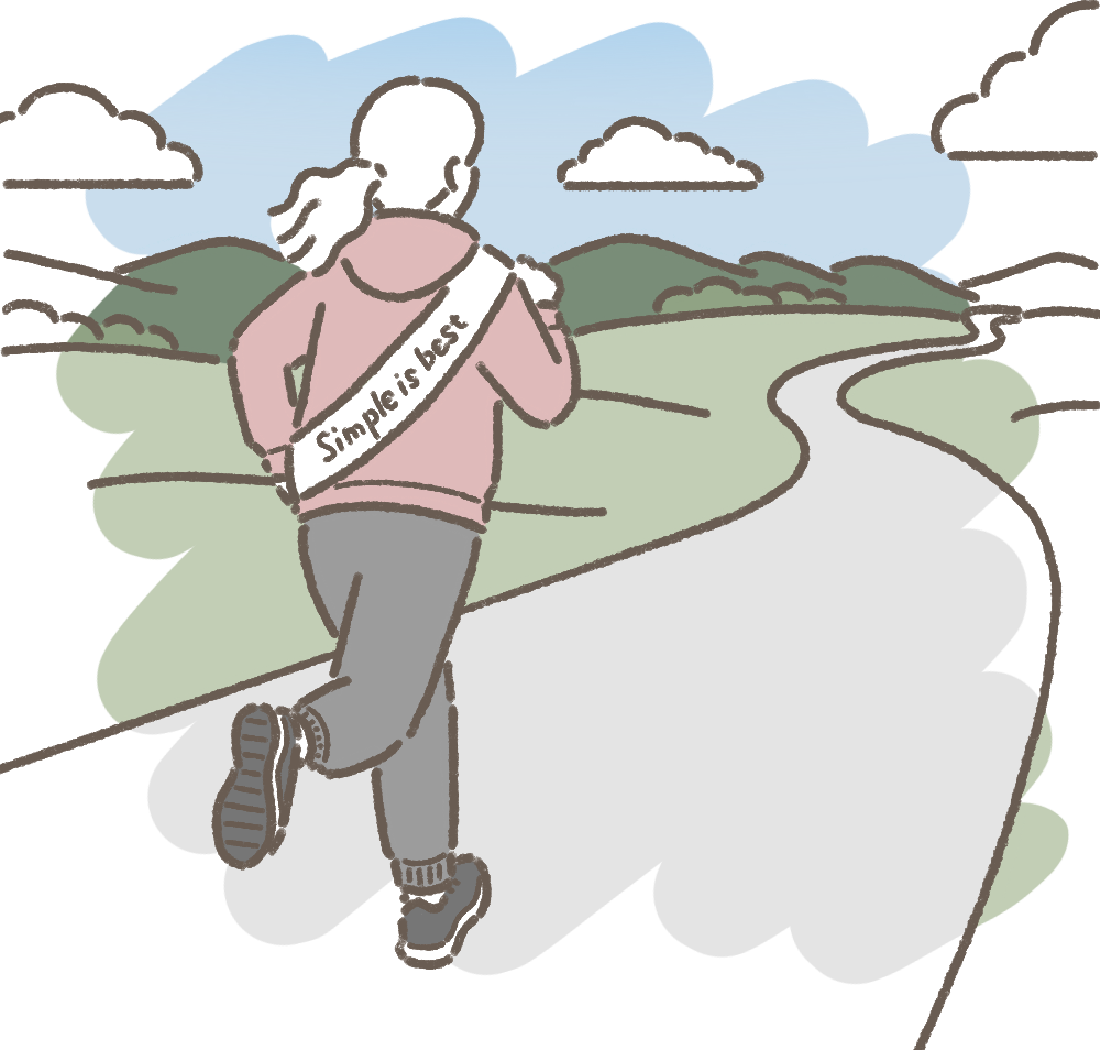 長い道を走り続ける人のイラスト